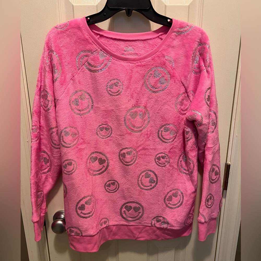 Justice Pink Smily Face Sweater. Never wore.